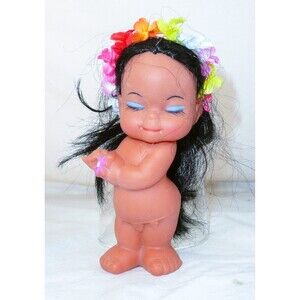Vintage Hawaiian 5" Hula Girl Luau Sassy Doll Made in Hong Kong Vinyl Cupie